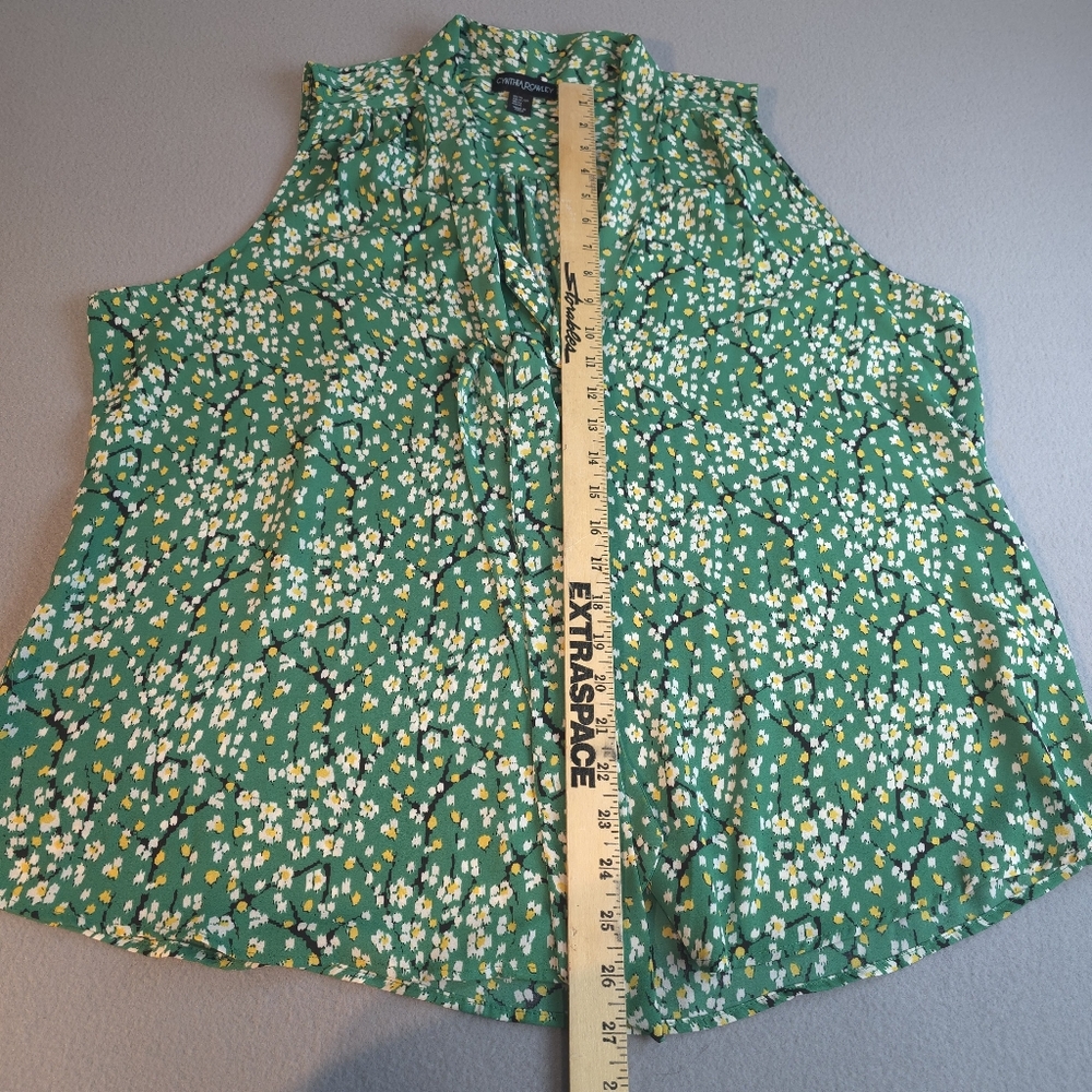 Cynthia Rowley Green Floral Women's Sleeveless Top XL - Picture 6 of 8
